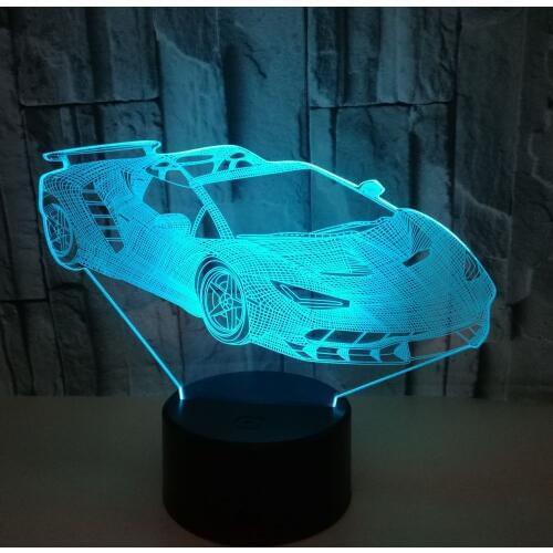 Acrylic Sports Car Design 3d Lamp Led Colorful Touch Remote Control Usb 3d Night Light Usb Led Kids Lamp