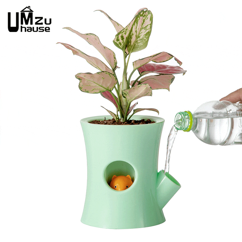 Automatic Watering Flower Planters Pots Cute Squirrel Irrigation PP Plastic Table Plant Decor Creative Home Garden Balcony Decor