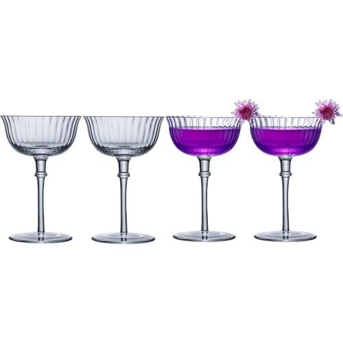 Free Shipping 4PCS 150ml Ripple Goblet Cocktail Glasses Martini Glass Wine Glass Set of 4