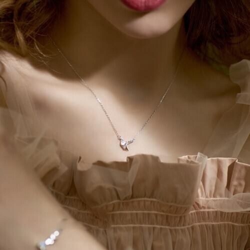 ModaOne Thousand Paper Crane Gold Color Cubic Zirconia Clavicle Chain Necklace For Women Girls Korean Fashion Dainty Jewelry