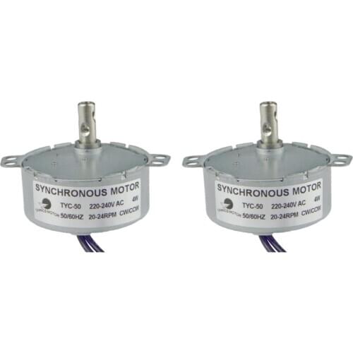 CHANCS Electric Gear Synchro Motor Microwave Fan Motor TYC-50 220V AC 20-24RPM 4W CW/CCW for Microwave Oven 2PCS