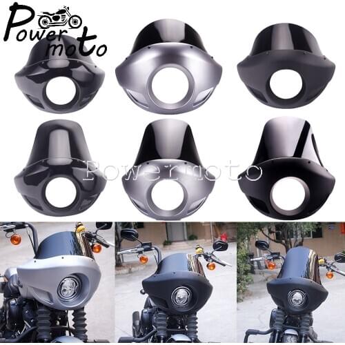 For Harley Dyna Cafe Racer Cruiser Fat Bob Street Glide Touring Batwing Fairing Front Mask Cowl Headlight Fairing Wind Shield