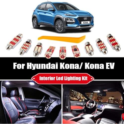 For Hyundai Kona 2017-2020+ Kona EV 2019 2020 + Canbus Vehicle LED Interior Map Dome Trunk Light Kit License Plate Lamp