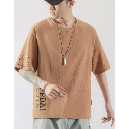 9xl 8xl 7xl 6xl 5xl Plus Size Summer Short MenS T-Shirt MenS Linen Loose Hip Hop Youth Trendy Male Student Shirt Sleeve