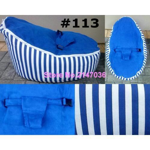 Blue stripes cotton fabric Baby bean bag sleeping chair, Promotion cheap price kids beanbag sofa beds