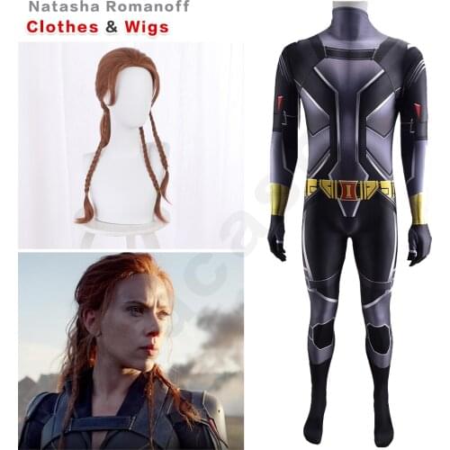 Black Widow Cosplay Costumes Natasha Romanoff Clothes Bodysuit Wig Kids Adult Onesie Halloween Super Hero Black Widow Costume