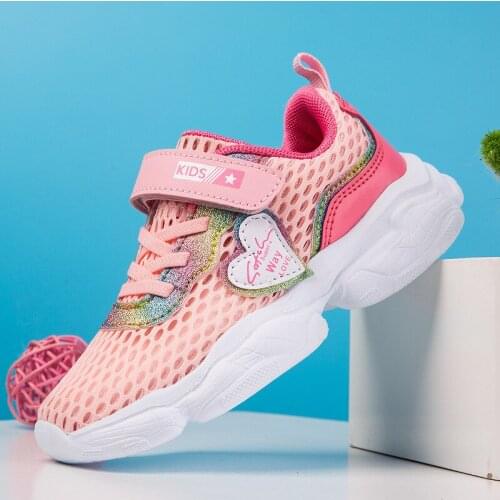 New Kids Shoes Girls Summer Breathable Mesh Children Shoes Sneakers For Girls Running Shoes Toddler Lightweight Velcro Footwear