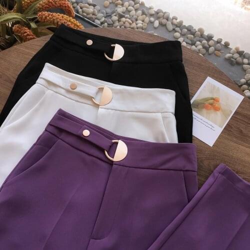 LuckBN Women's Straight Trousers