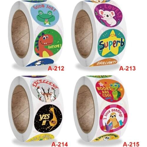 Cute Stickers 500 pcs /roll 2.5cm vintage Animals Good Job scrapbooking Round shape teacher children reward label seal paste