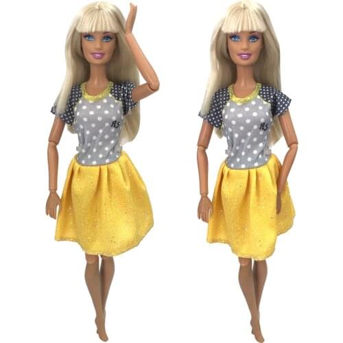 NK 1 Pcs Doll Noble Yellow Dress Fashionable Everyday Dress Suitable For Barbie Accessories Doll Best Child Girl Gift 8X