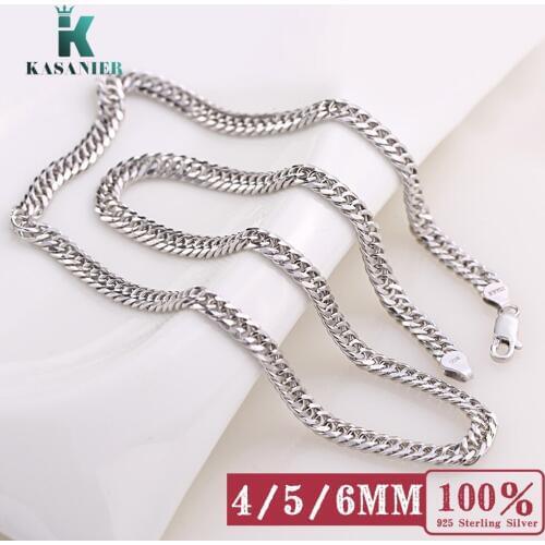 Customize 100% Real 925 Sterling Silver 4/5/6MM Rock /hip hop style chain necklace Figaro necklace men silver jewelry