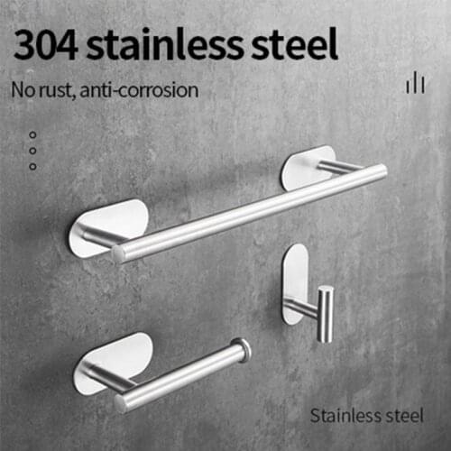 Stainless Steel bathroom Towel bar, Clothes Hook, Paper Towel Rack, Punch-Free Nordic Style Black Bathroom Set