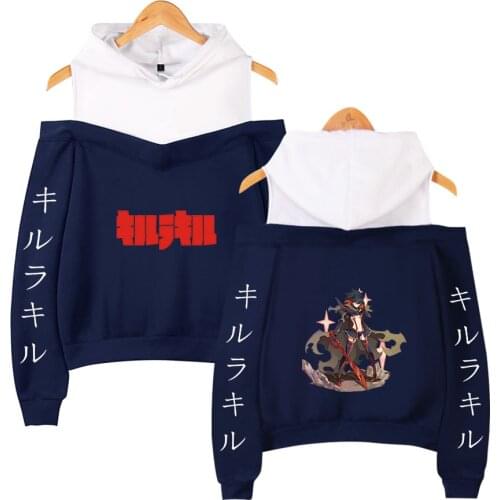 Popular Anime Kill La Kill Strapless hoodies Suspender Sexy Girls off shoulder hoodies Young Girls Teen Shirt Spring Autumn Tops