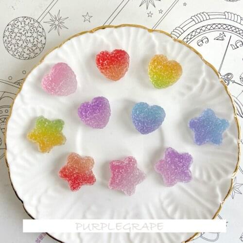 10pcs Girls Heart Cute Girls Paper Sweet Fudge Color Lovely Five-Pointed Star Flat Resin Material DIY Ear Stud Earrings