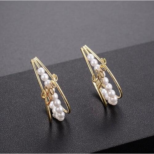 Dorado Simulated Pearl Circle Drop Dangle Earrings For Women Letter Love Metal Punk Brincos Pendientes Party Jewelry Accessories