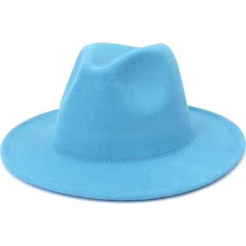 Jazz Fedoras Hats for Women Men Kids Children Solid Color Big Brim Formal Dress Wedding Woman Hat Black White Green Classic Cap