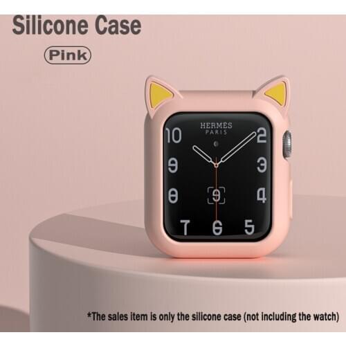 Watch case for apple watch 6 SE 5 4 40mm 44mm protector cover Silicone Cartoon Cat Ears Case For iWatch Series 3 2 42mm 38mm