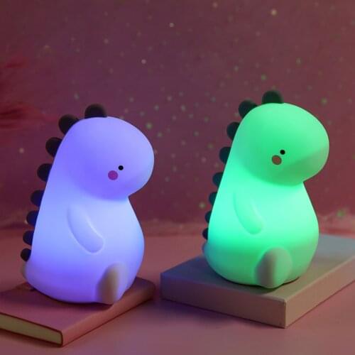 Silicone Cartoon Led Night Light USB Recharge Dinosaur Night Lamp Battery Power For Baby Gift Child Christmas Present Home Decor