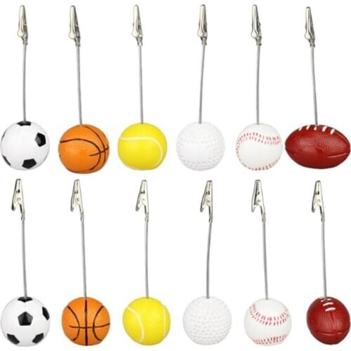 Sports Game Ball Base Alligator Wire Photo Clip Memo Clamp Table Place Card Holder Sport Event Display Metal Kawaii clips