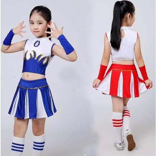 Student Cheerleader Uniform School Girl Dance Costumes Sport Competition Kids Stage Performance Clothes Vest And Skirt Suit