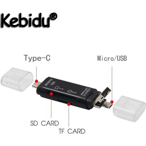 Latest Type C & Micro USB & USB 3 In 1 OTG Card Reader High-speed USB2.0 Universal OTG TF/SD For Android Computer Extension Head