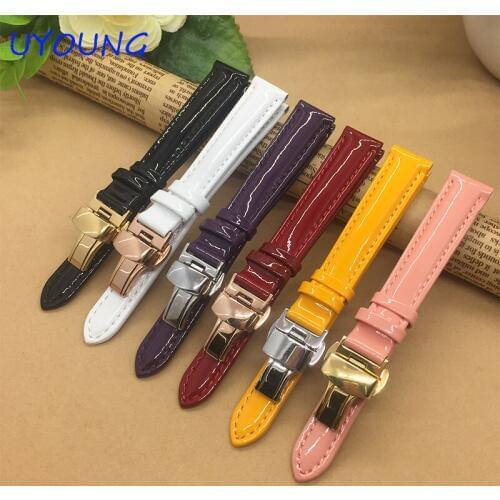 High gloss paint Quality Leather Watchband 14mm Ladies Watch Strap For Pebble Time Round