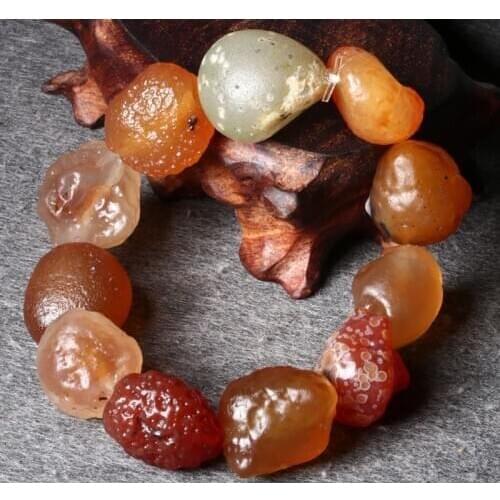 Natural jade jewelry Agate Bracelet for men women Chalcedony Colorful agate raw bead Bracelets Beads Rosary