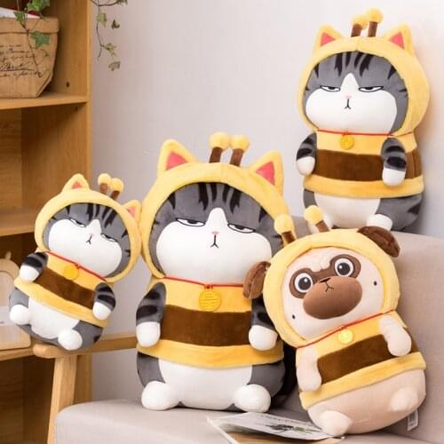 1PC Cartoon Kawaii Honeybee Plush Toy Cute Bee With Clothes Stuffed Baby Dolls Lovely Toys for Children Appease Birthday Gift