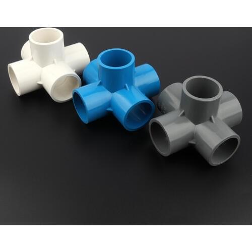 10pcs/lot 32mm PVC Connector Stereoscopic 5Ways Aquarium Tank Garden Irrigation System Tube Adapter Parts Water Pipe Connectors