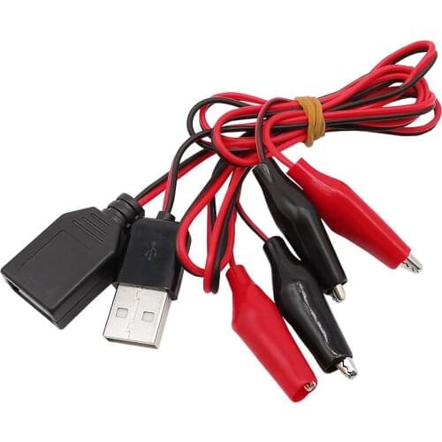 2Pcs/1pair USB Alligator clips Crocodile wire Male/female to USB tester Detector DC meter ammeter capacity power monitor 50cm