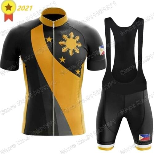2021 Team PHILIPPINES Mens Cycling Jersey Set Summer Bicycle Clothing Road Bike Shirts Suit Bicycle Bib Shorts MTB Ropa Maillot
