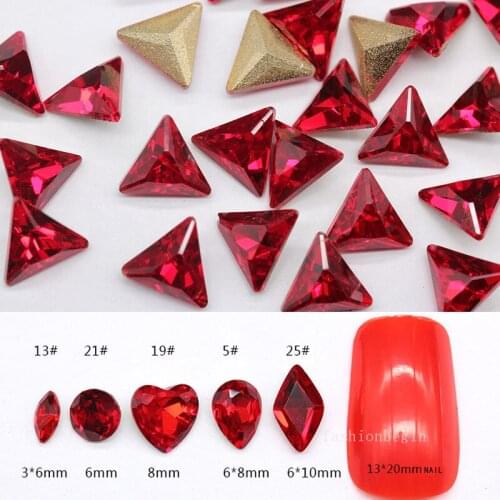20p red sparking crystal glass Stone pointback Nail Rhinestone nail art decoration manicure diamond ornament gem jewelry finding