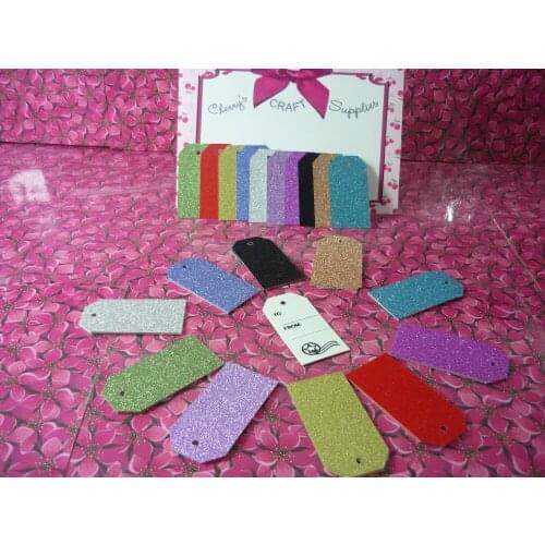 3.5x7cm 10 colors Mixed Glitter Favour Tags