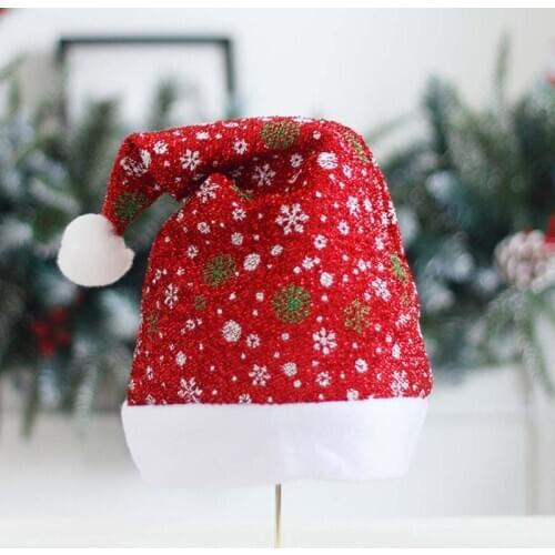4pcs Christmas Santa Claus Hat Unisex Xmas Snowflake Cap for Holiday Festival Party Home Decoration Christmas Gift