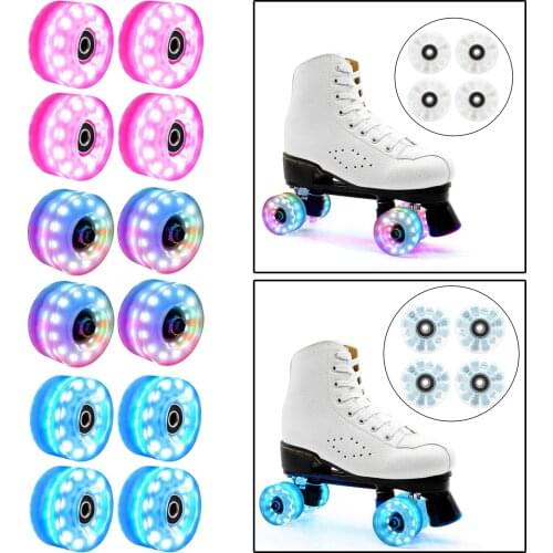 4PCS Luminous Light Up Quad Roller Skate Wheels Bearings Installed Outdoor