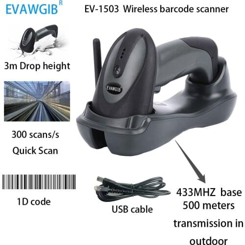 433MHZ 1D CCD Wireless Barcode Scanner supermarket Cashier Bar Code Scanner Supermarket Goods Scan GunEVAWGIB