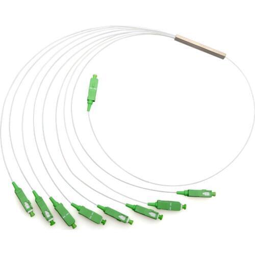 5PCS Fiber Optical PLC Splitter SC APC 1 : 8 Mini steel tube type 1x8 0.9mm Fiber Opitc Splitter SC/APC Connector Free Shipping