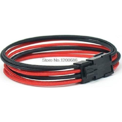 8 Pin ATX 30cm Extension Cable Wire Cord Black Red Sleeved for PSU Power Supply