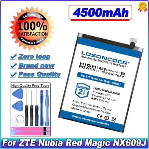 LOSONCOER 4500mAh Li3937T44P6h886639 Mobile Phone Battery For ZTE Nubia Red Magic / Red Magic Mars / Red Devil / NX609J