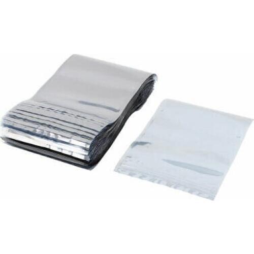 100 Pcs 130mm x 180mm Silver Tone Resealable Zip Lock Anti Static Bag