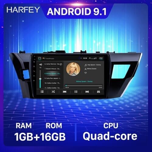 Harfey 10.1 inch car video Radio GPS Android 9.1 For 2013 2014 2015 Toyota Corolla Rear camera DVR Carplay