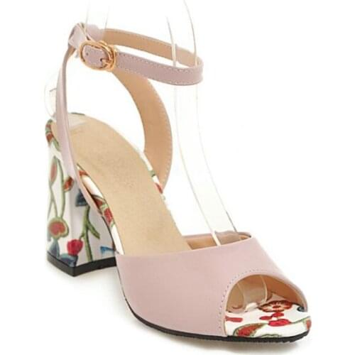 Big Size 11 12 13 high heels sandals women shoes woman summer ladies The fishs mouth Round head cingulate Thick with sandals