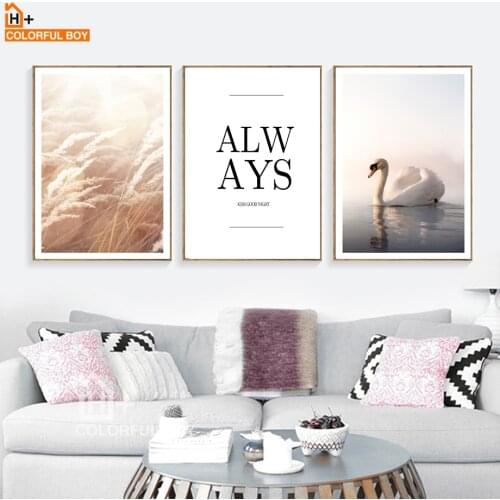 COLORFULBOY Swans Landscape Wall Art Print Canvas Painting Nordic Posters And Prints Wall Pictures For Living Room Decor