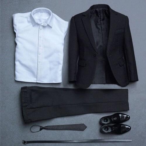 Toy Center CEN-M011 1/6 Man British Suit 1/6 Black /Bark Blue Men Gentleman Business Suit for 12" Male Action Figure Body Model