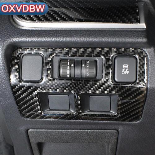 For Subaru Forester SJ accessories Headlight adjustment panel decorate carbon fiber automotive interior trim stickers 2014 2017
