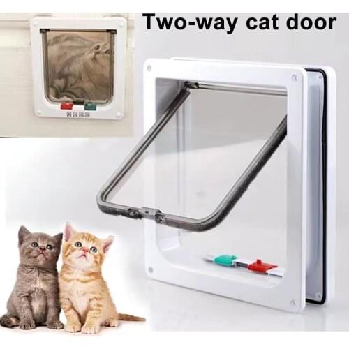 Cat Flap Door Magnetic Pet Door With 4 Way Lock For Cats Dog Gate Door ABS Plastic Durable Security Gate Supplies For Kitten