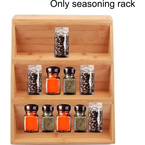 Salt Space Saving Wooden Condiment Sauce Cooking 3 Layer Counter Top Home Shelf Container Seasoning Rack Cabinet Kitchen Storage