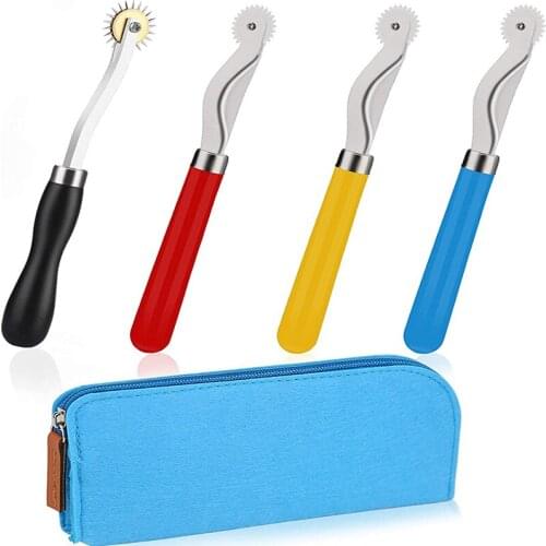 Imzay 4 PCS Handle Scribing Tailor Tool, Plastic Handle Needle Point Tracing Wheel, Stitching Marker Tracing Wheel Sewing Tool