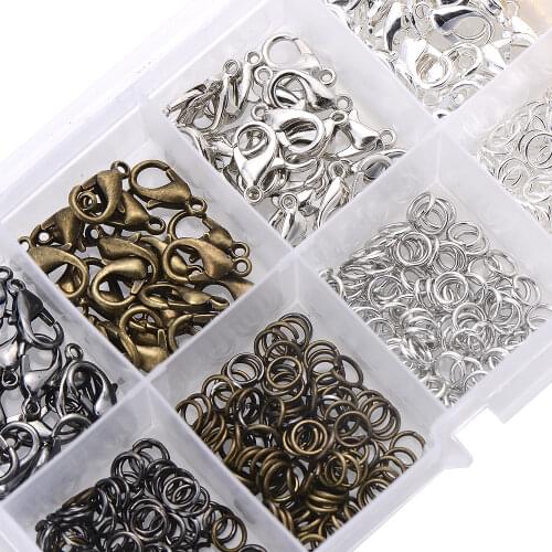 IYOE Mix Styles Basic Jewelry Findings Beads Cap Open Jump Rings Lobster Clasp Earring Hook Set Diy Jewelry Making Supplies Kit