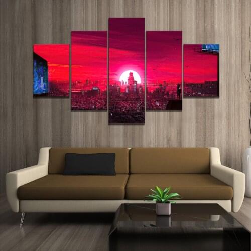 Home Decor Canvas Picture Painting Art Blood Red Sunset City Game Picture HD Art Painting Room Poster Home Wall Canvas Painting